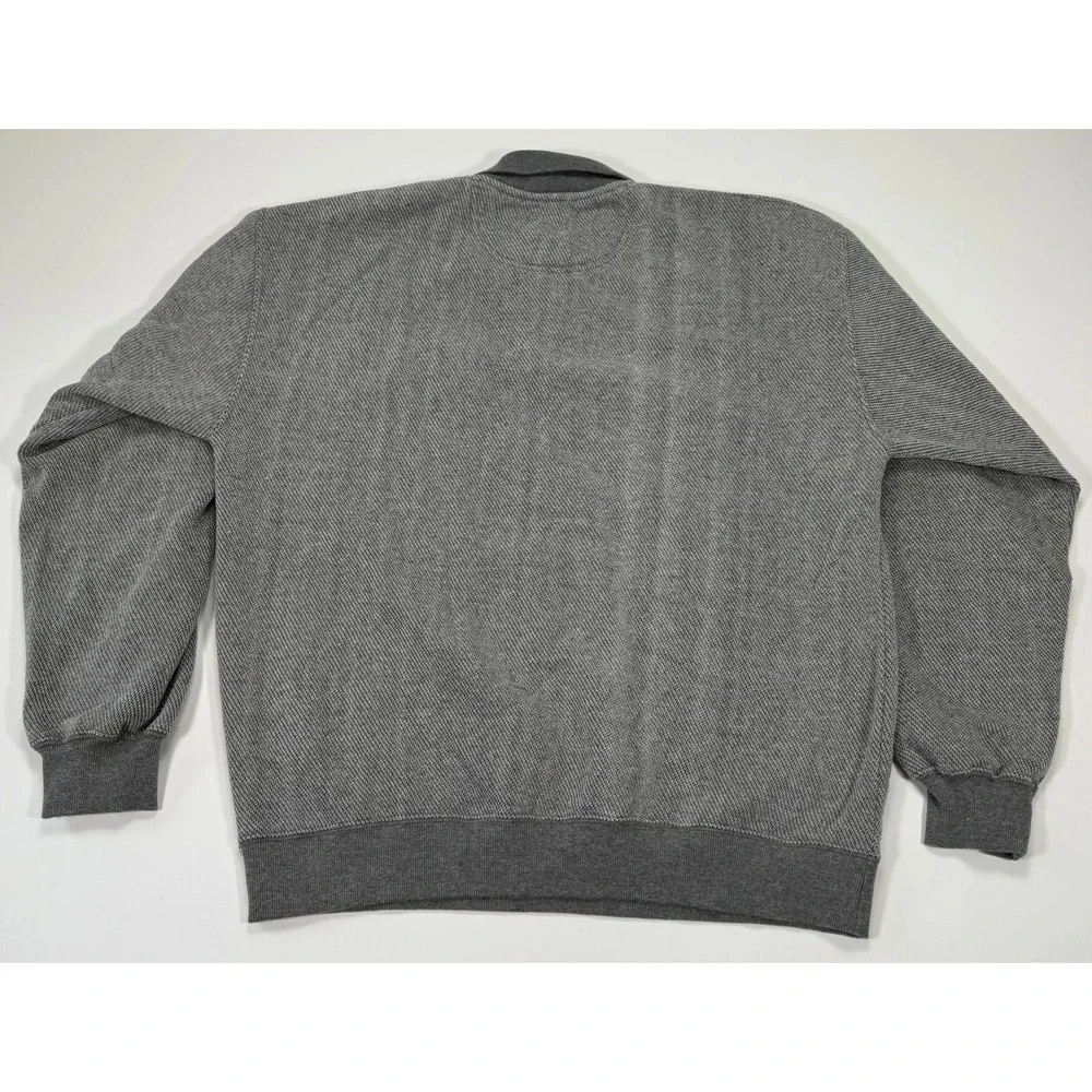 Vintage Orvis Elbow Patch Pullover Sweater Mens L Gray Herringbone Cotton Knit